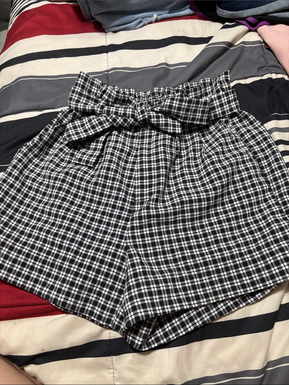 Lottie Moss gingham paperbag waist shorts
